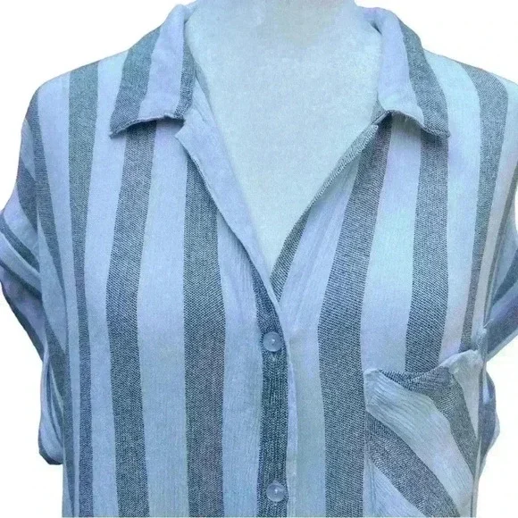 UMGEE Gray Striped Tunic Dress with Raw Hem Size S - Picture 5 of 7